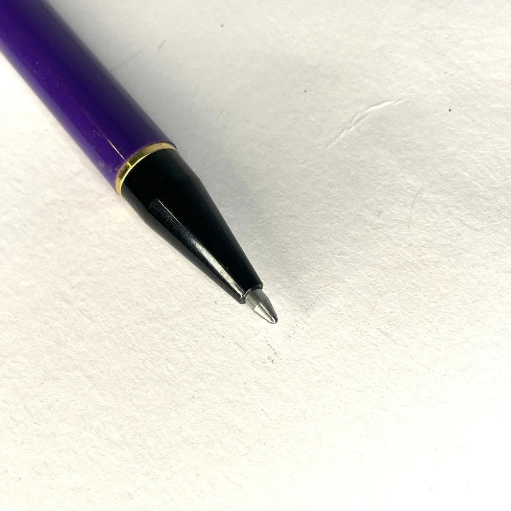 VTG Inoxcrom Pen Ball Point Blue Ink 24k Gold Plated Purple Luxury Pen